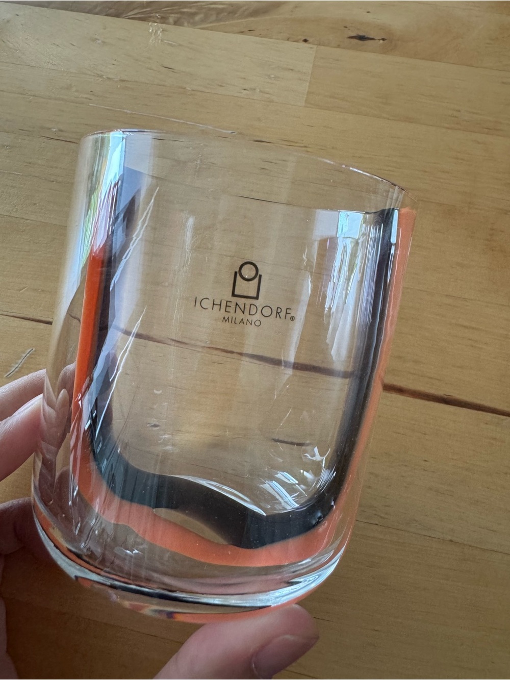 Ichendorf Milano Clear Glass Tumbler with Orange Accent